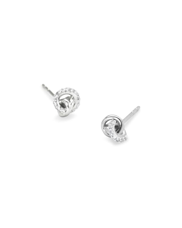 Love Knot 14K Gold Stud Earring in White Diamond image number 1.0