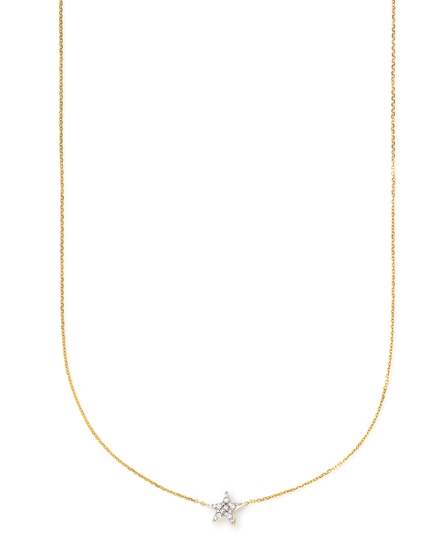 Star 14k Yellow Gold Pendant Necklace in White Diamonds image number 0