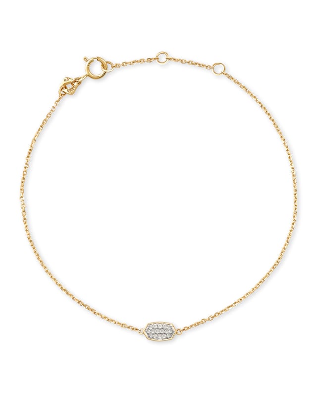 Crystal Letter M Gold Delicate Chain Bracelet in White Crystal