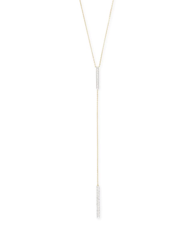 Remington 14k Yellow Gold Y Necklace in White Diamonds image number 0.0