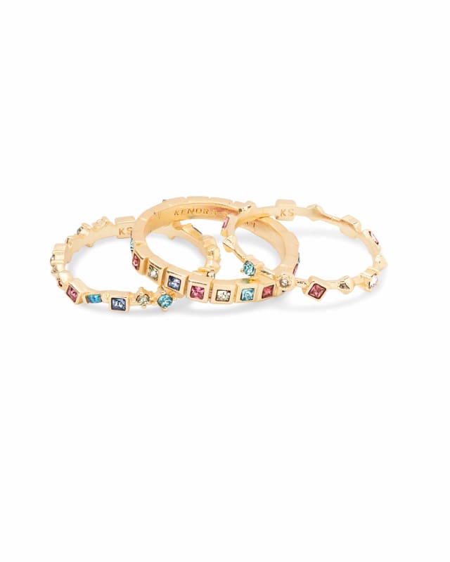 Karis Gold Stackable Ring Set in Jewel Tone Mix image number 0.0