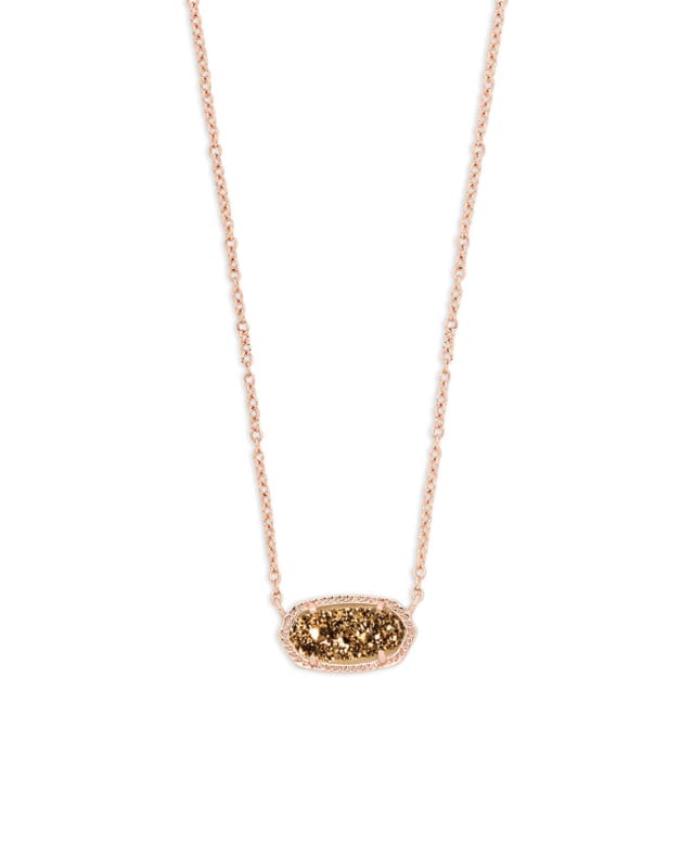 Elisa Rose Gold Pendant Necklace in Rose Drusy