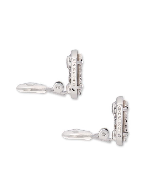 Ellie Clip On Silver Stud Earrings in Platinum Drusy image number 1.0