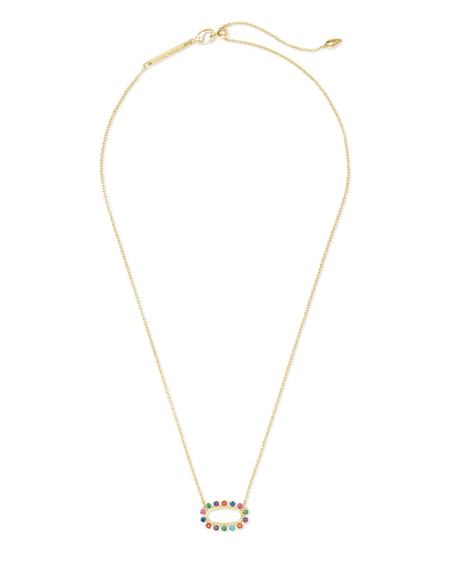 Elisa Open Frame Pendant Necklace in Multi Crystal