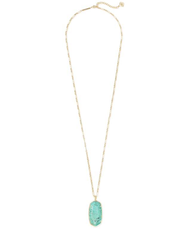 Faceted Reid Gold Long Pendant Necklace in Sea Green Chrysocolla image number 1.0