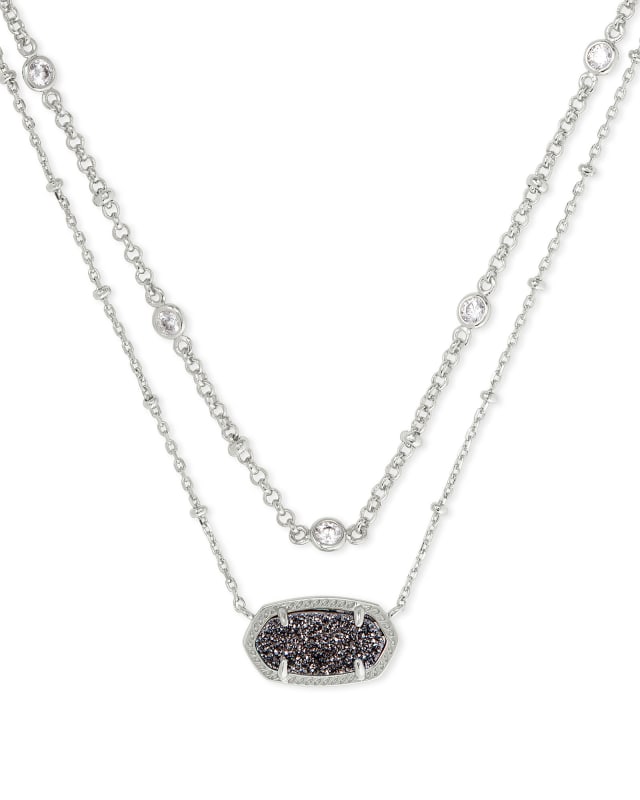 Elisa Silver Multi Strand Necklace in Platinum Drusy image number 0.0