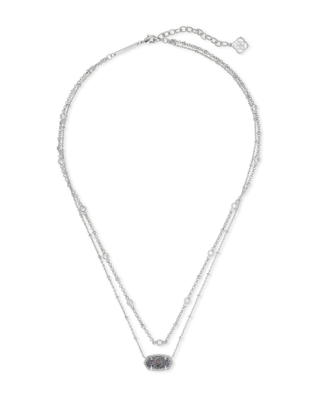 Elisa Silver Multi Strand Necklace in Platinum Drusy image number 2.0