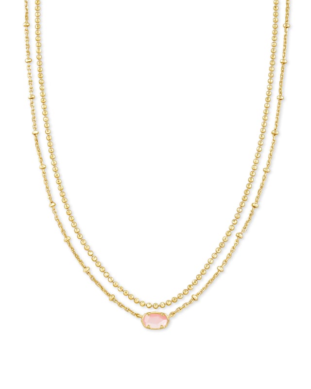 Emilie Gold Multi Strand Necklace in Rose Mother Of Pearl image number 0