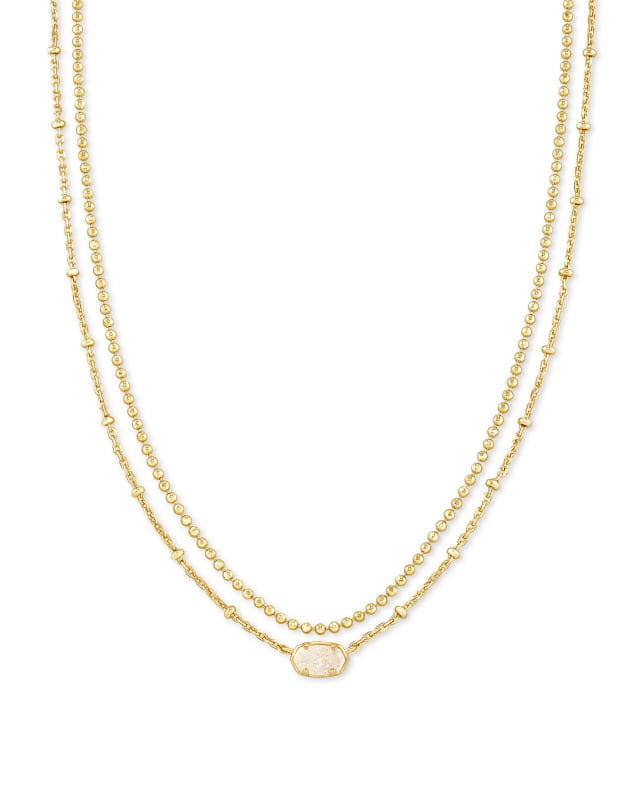 Emilie Gold Multi Strand Necklace in Iridescent Drusy image number 0.0