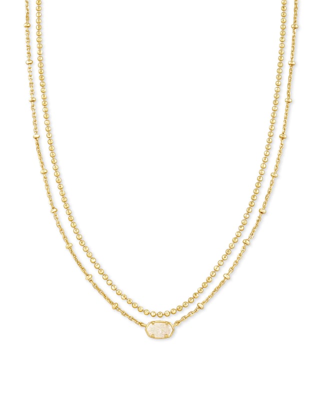 Emilie Gold Multi Strand Necklace in Iridescent Drusy | Kendra Scott