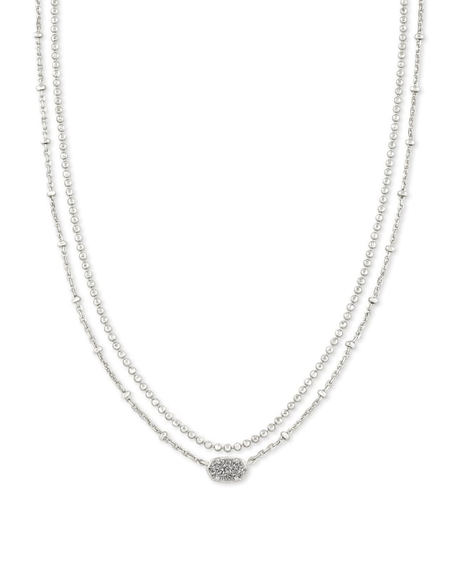 Emilie Silver Multi Strand Necklace in Platinum Drusy image number 0.0