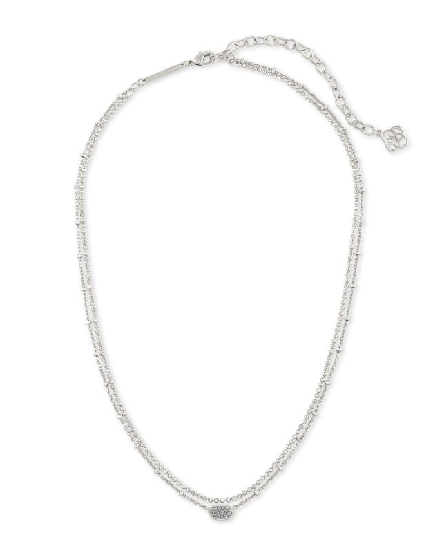 Emilie Silver Multi Strand Necklace in Platinum Drusy image number 1.0