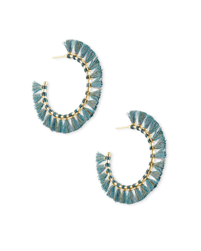 Evie Gold Hoop Earrings in Turquoise image number 1.0