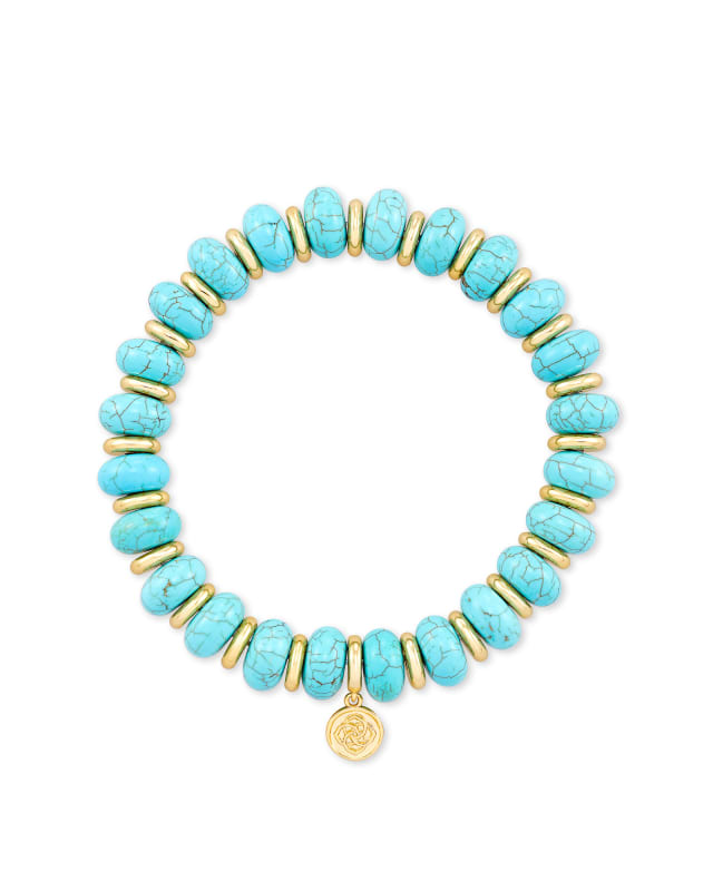 Rebecca Gold Stretch Bracelet in Variegated Turquoise Magnesite image number 0.0