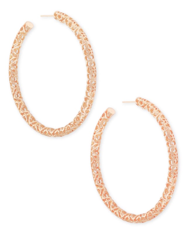 Maggie Hoop Earrings in Rose Gold Filigree image number 0.0