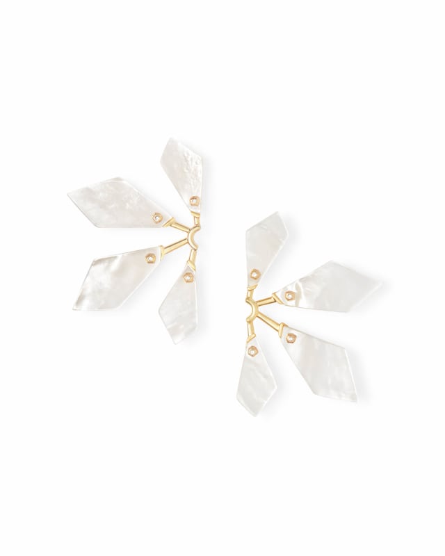 Malika Gold Statement Earrings in Ivory Mother-of-Pearl image number 0.0