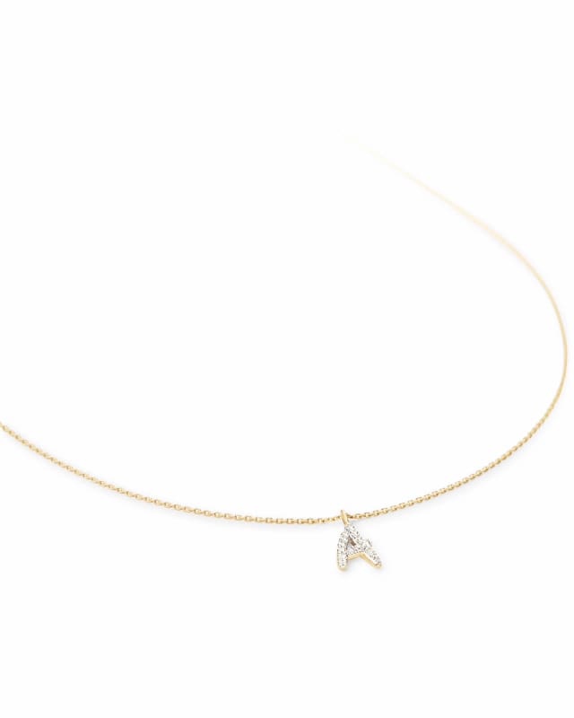 Diamond Letter A Pendant Necklace in 14k Yellow Gold image number 0.0