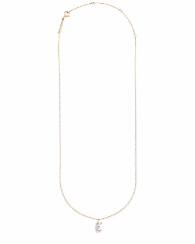 Diamond Letter E Pendant Necklace in 14k Yellow Gold image number 1.0