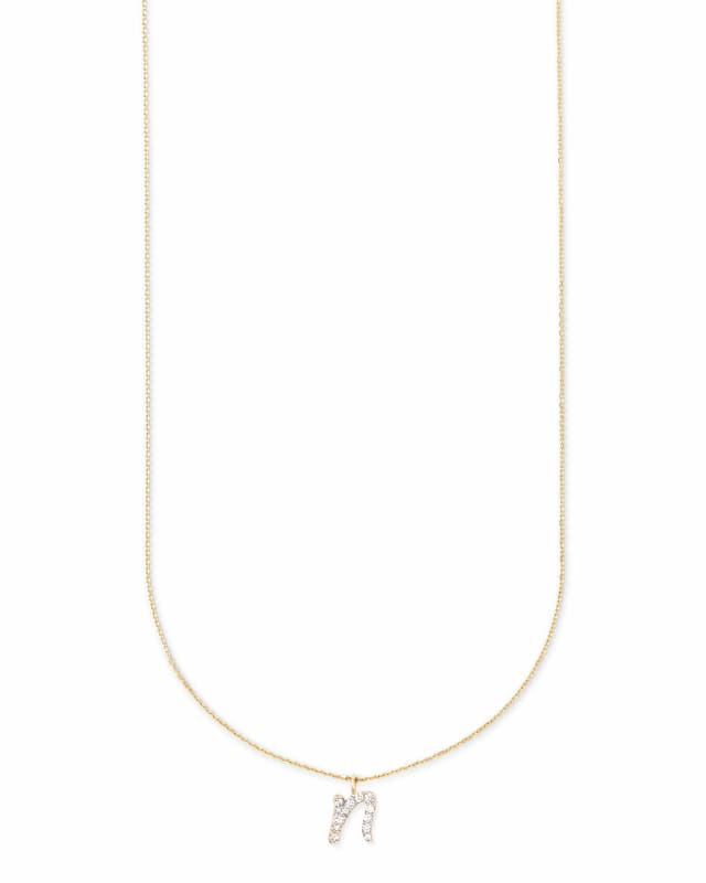 Diamond Letter N Pendant Necklace in 14k Yellow Gold image number 1.0