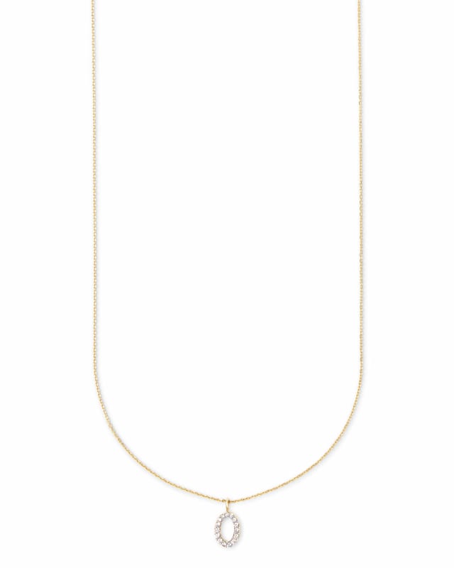 Diamond Letter O Pendant Necklace in 14k Yellow Gold image number 1.0