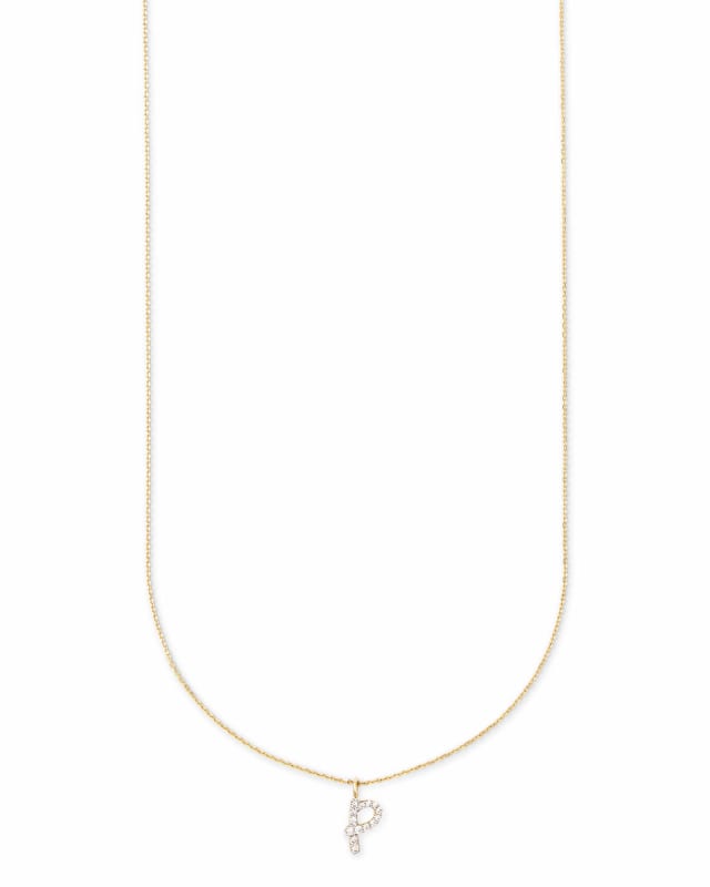 Diamond Letter P Pendant Necklace in 14k Yellow Gold image number 1.0