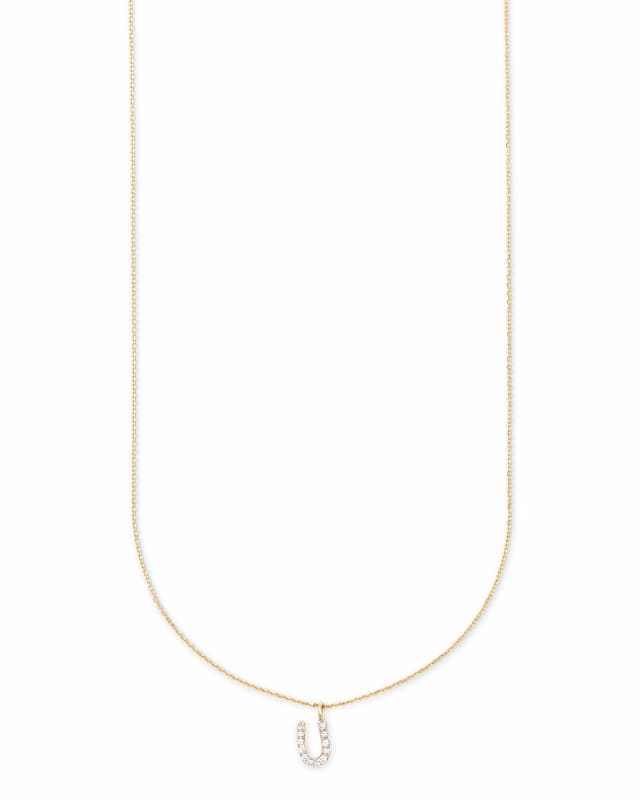 Diamond Letter U Pendant Necklace in 14k Yellow Gold image number 2.0