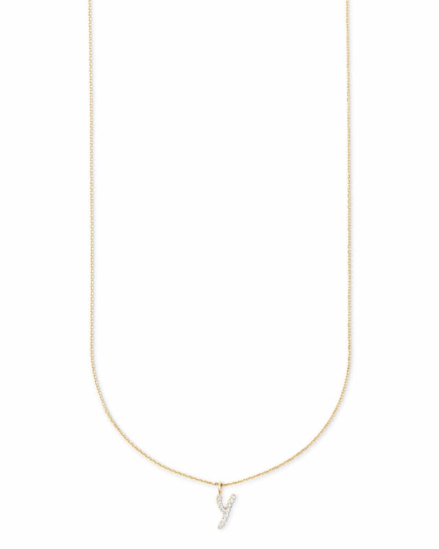 Diamond Letter Y Pendant Necklace in 14k Yellow Gold image number 1.0