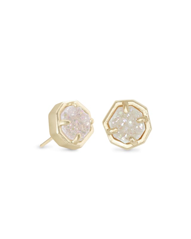 Jolie Gold Stud Earrings in Dichroic Glass