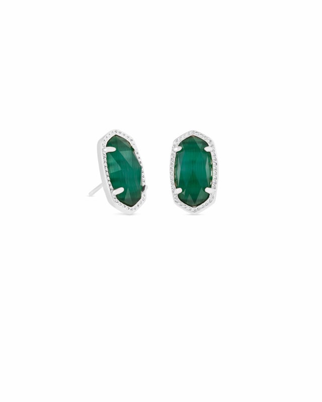 Ellie Silver Stud Earrings in Emerald Cats Eye image number 0.0
