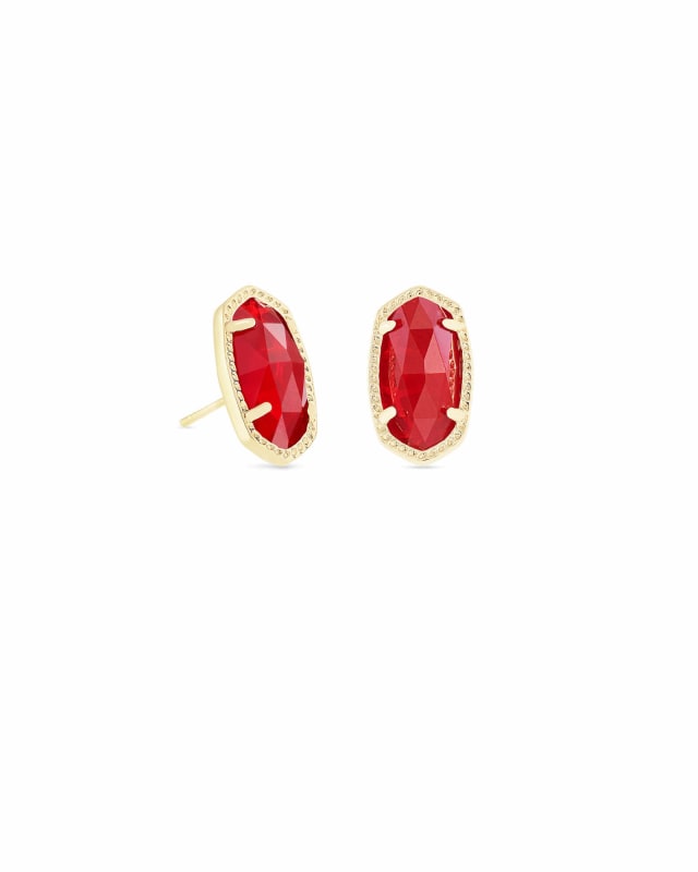 Ellie Gold Stud Earrings in Ruby Red image number 0.0