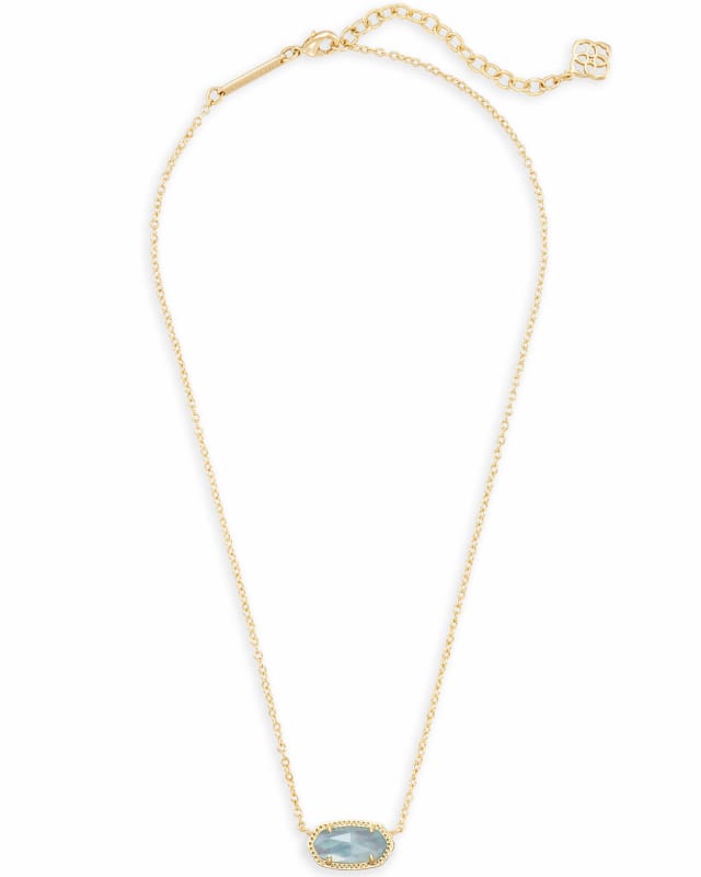 Elisa Gold Pendant Necklace in Light Blue Illusion