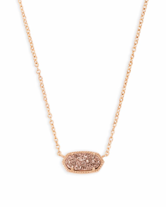 Elisa Rose Gold Extended Length Pendant Necklace in Rose Gold Drusy image number 0