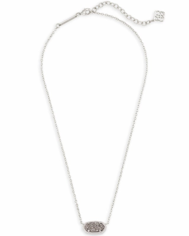 Elisa Silver Extended Length Pendant Necklace in Platinum Drusy image number 1.0