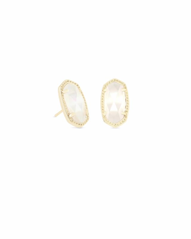 Ellie Gold Stud Earrings in Ivory Mother-of-Pearl image number 0.0