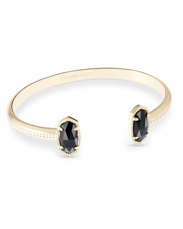 Elton Gold Cuff Bracelet in Black Opaque Glass image number 0.0