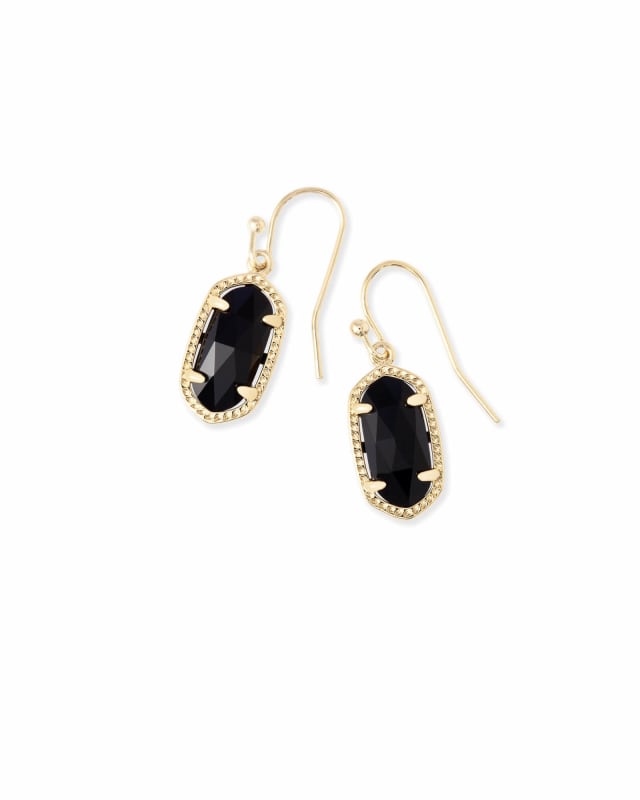 Lee Gold Drop Earrings in Black Opaque Glass image number 0