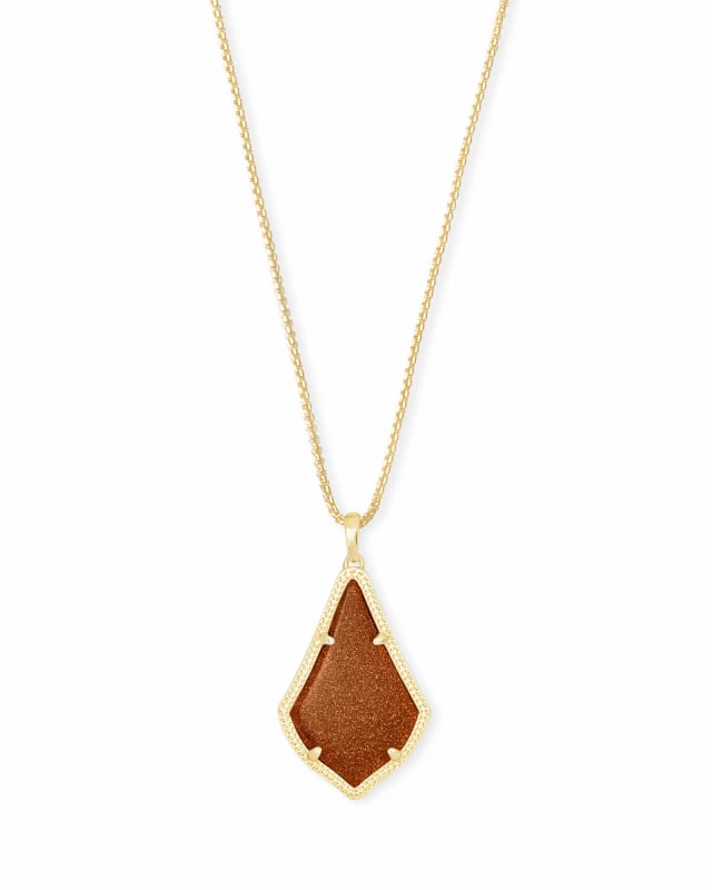 Alex Gold Pendant Necklace in Goldstone Glass image number 0.0