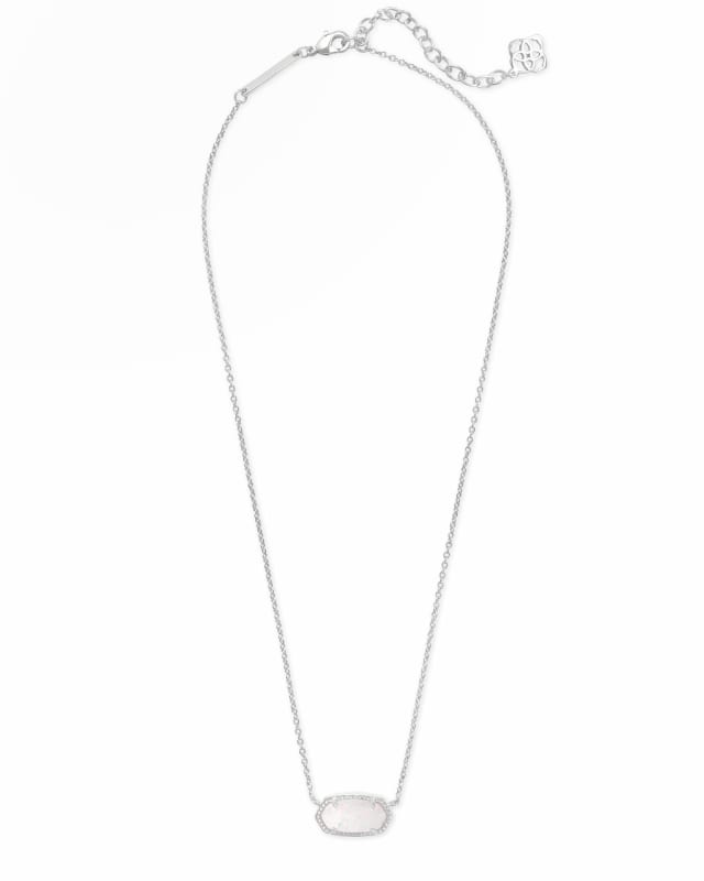 Elisa Silver Pendant Necklace in White Kyocera Opal | Kendra Scott