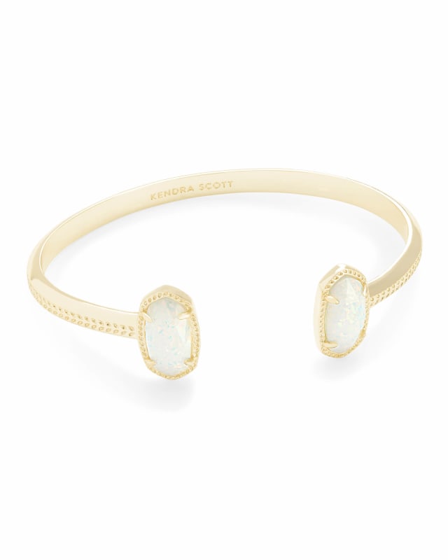 Elton Gold Cuff Bracelet in White Kyocera Opal image number 0.0