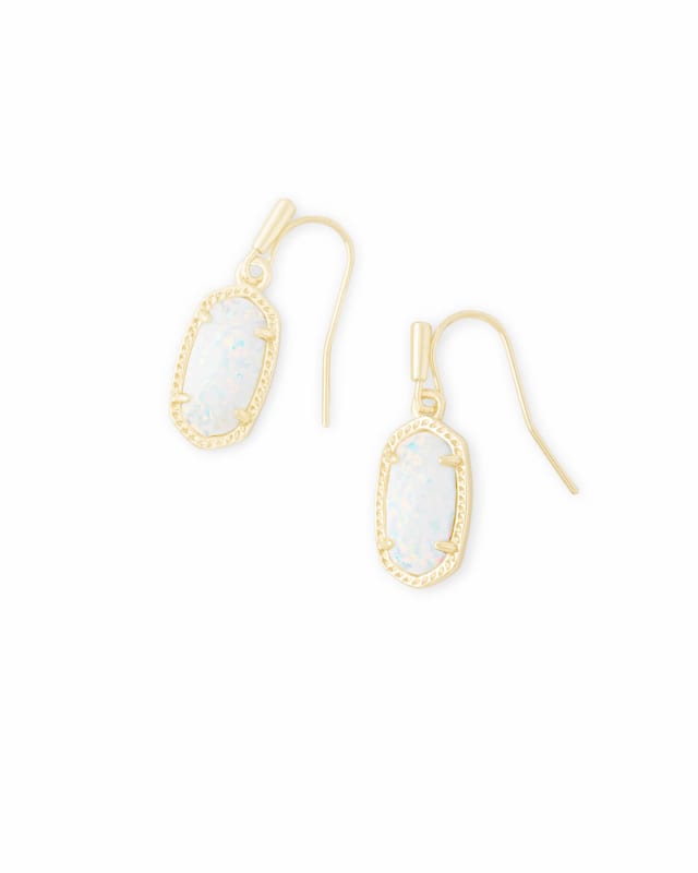 Lee Gold Drop Earrings in White Kyocera Opal image number 0.0