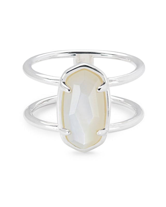 Elyse Sterling Silver Double Band Ring in Ivory Mother-of-Pearl image number 0.0