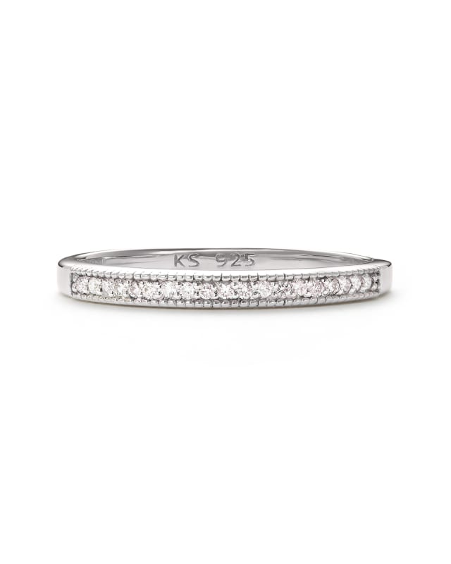 Ensley Sterling Silver Band Ring in White Diamond image number 0.0