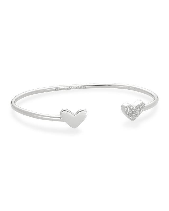 Ari Heart Sterling Silver Cuff Bracelet in White Diamond image number 2.0