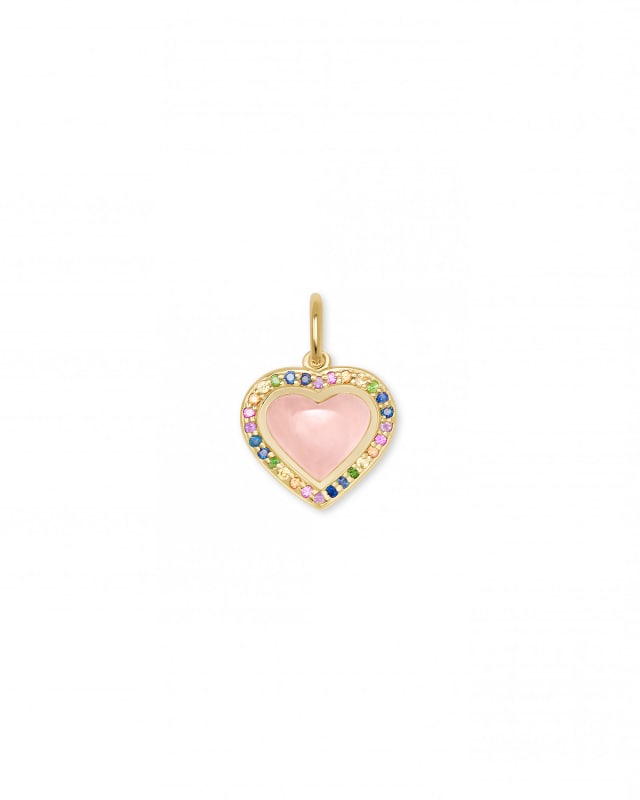 Angie Heart 18k Yellow Gold Vermeil Accent Charm in Rose Quartz image number 0.0