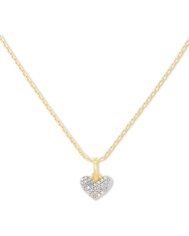 Ari Pave Heart 18k Yellow Gold Vermeil Charm Necklace in White Diamond image number 0.0