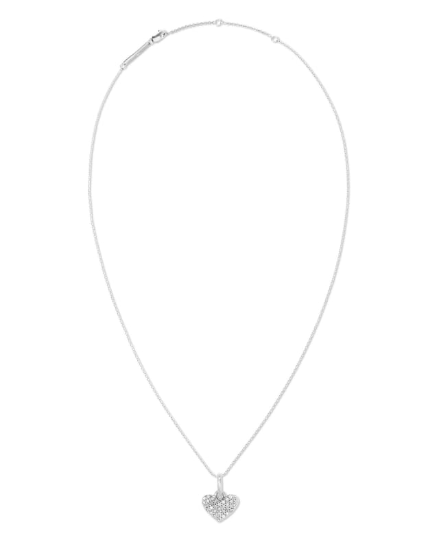 Ari Pave Heart Charm Necklace in Sterling Silver | Kendra Scott