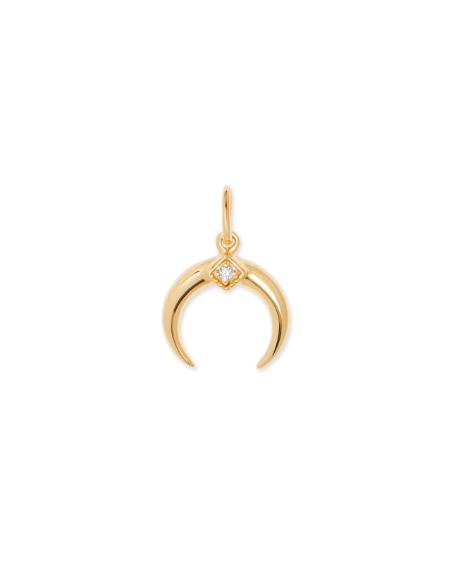 Crescent Horn 18k Gold Vermeil Charm in White Diamond image number 0.0