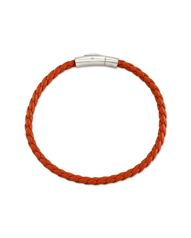 Evans Oxidized Sterling Silver Corded Bracelet in Dark Orange Leather image number 0.0