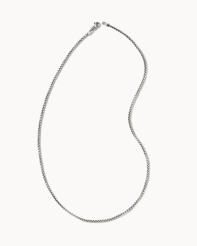 Beck Round Box Chain Necklace in Oxidized Sterling Silver