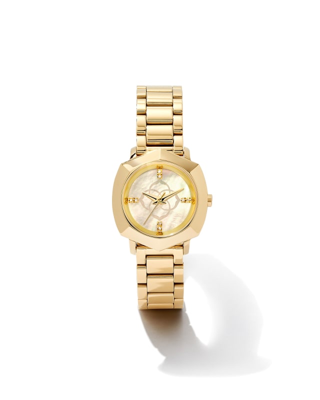 Dira Gold Tone Stainless Steel 28mm Watch in Ivory Mother-of-Pearl image number 0.0